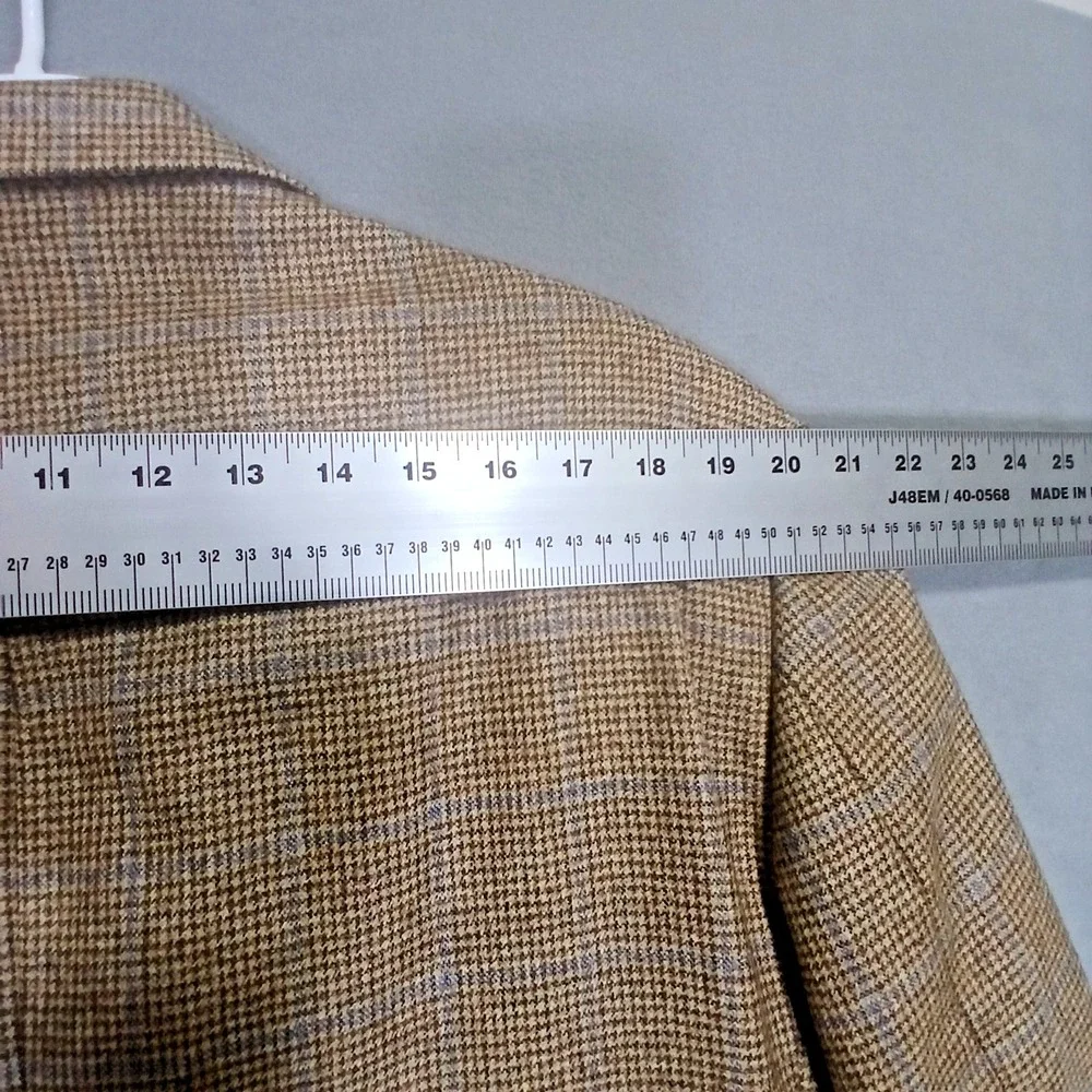 John W Nordstrom‎ Sport Coat Jacket Blazer Men's Brown Plaid 100% Wool 44L-T